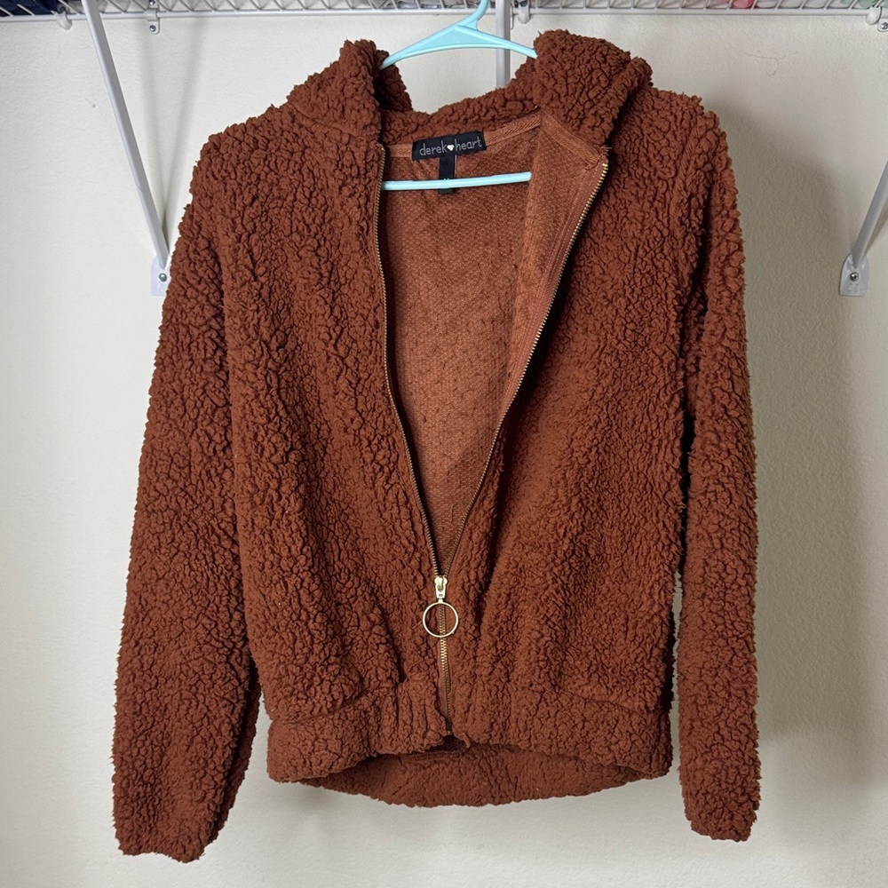 Derek Heart Chocolate Sherpa Hoodie